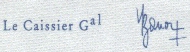 Signature de Y. Barroux en tant que Caissier gnral